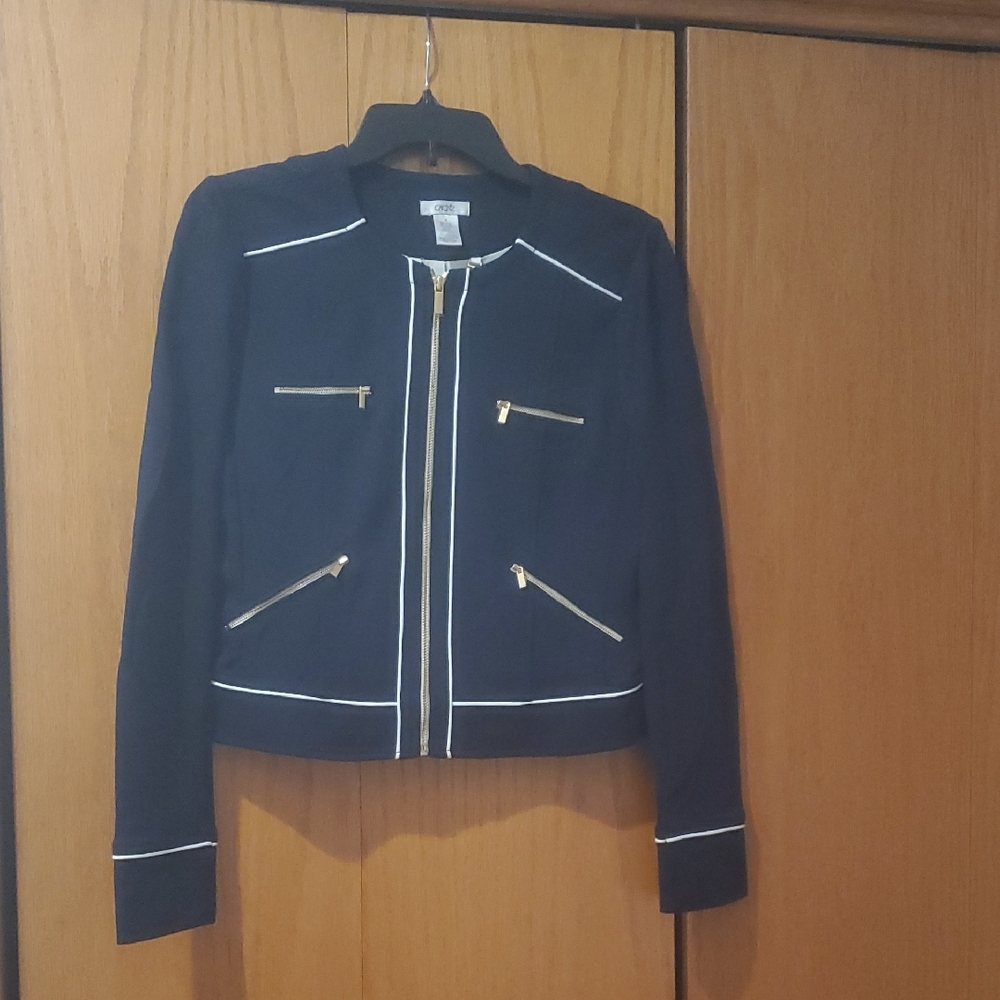CACHE JACKET ZIPPER FRONT IN NAVY BLUE ; SIZE:8